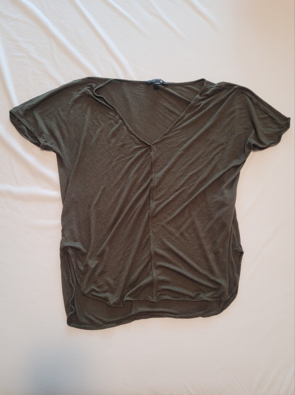 Banana Republic Olive Green V-Neck Short Sleeve Top
